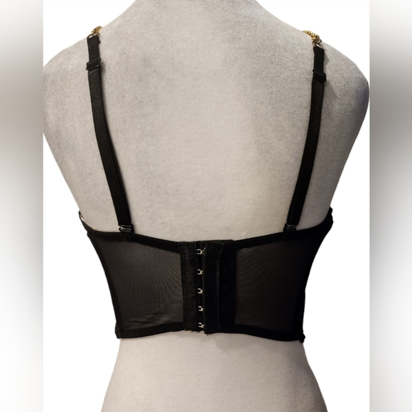 Black Corset with Gold Chain Straps, adjustable straps & bra enclosure at back - Picture 4 of 7